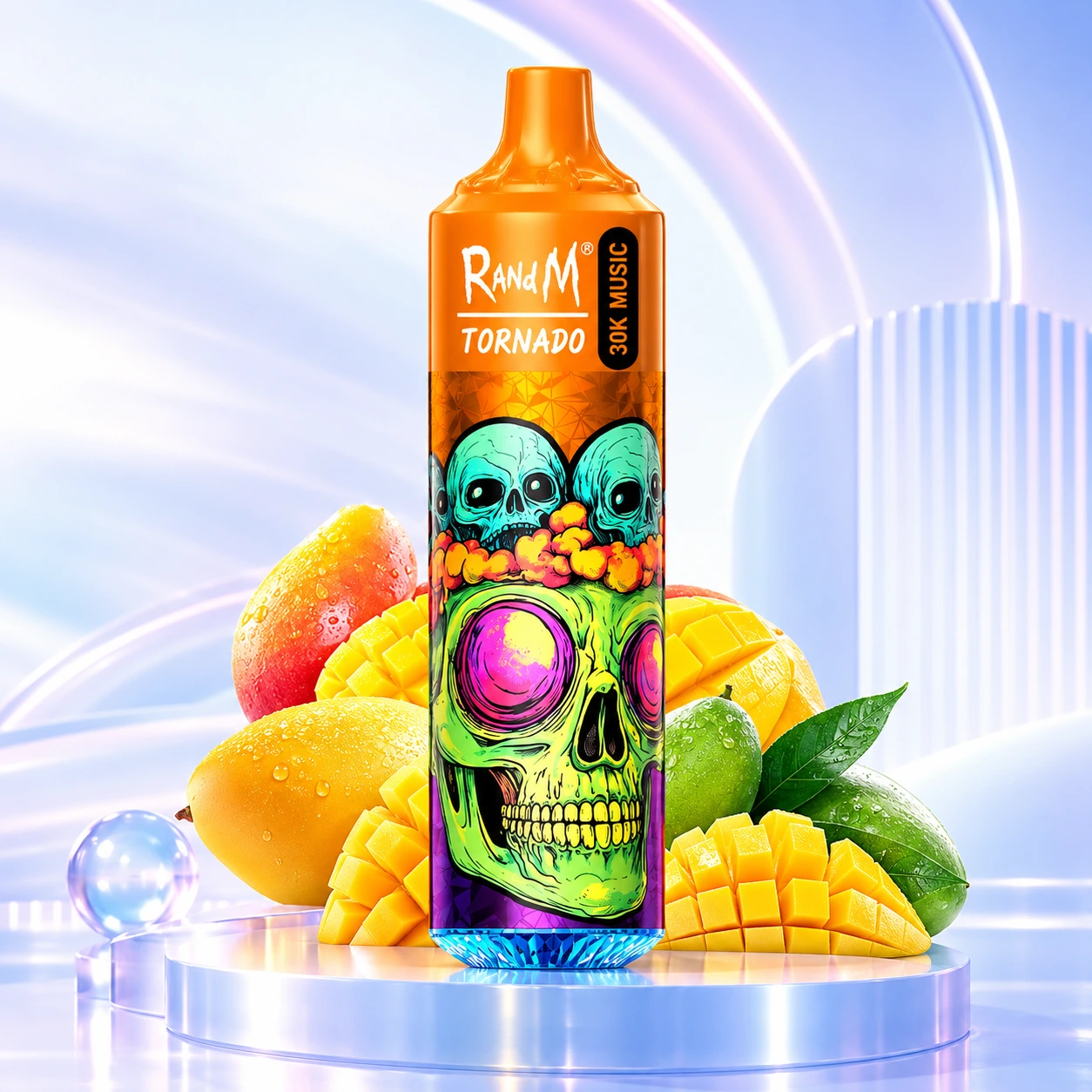 RandM Tornado 30000 series cover image with orange 30K Music device and neon skull artwork